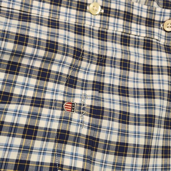 GANT Upper East Poplin Regular Fit MENS SMALL Button Down SHIRT * Blue PLAID - Picture 3 of 4